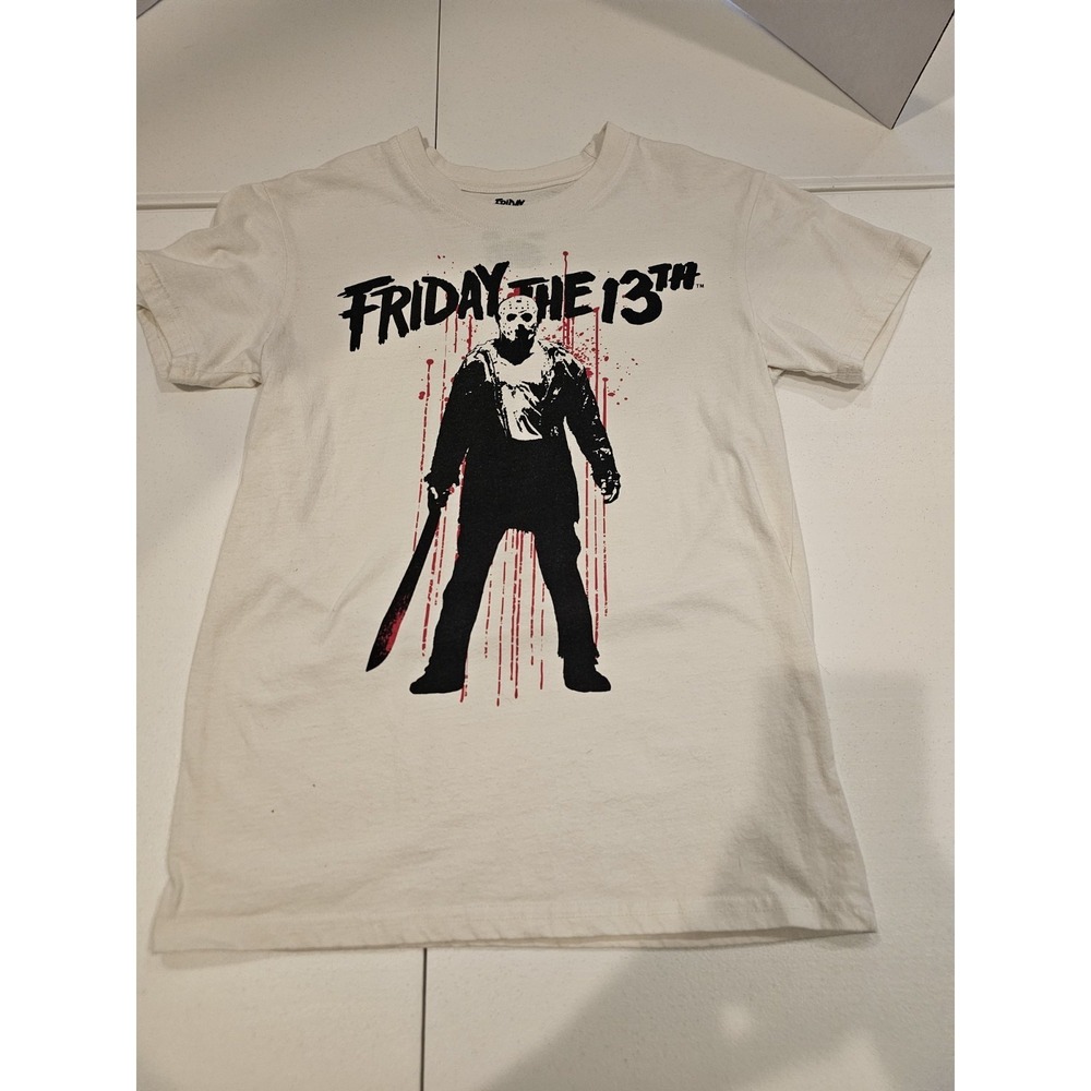 Friday the‎ 13th Jason Voorhees Horror T-Shirt Men's Small Cream